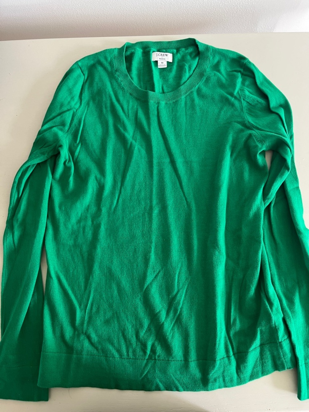 J. Crew womens Bright Green Long-Sleeve Crewneck Sweater